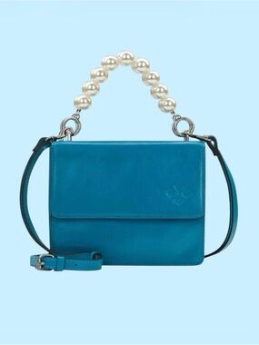 Patricia Nash VEOLIA Pearl Handle Turquoise Leather Crossbody